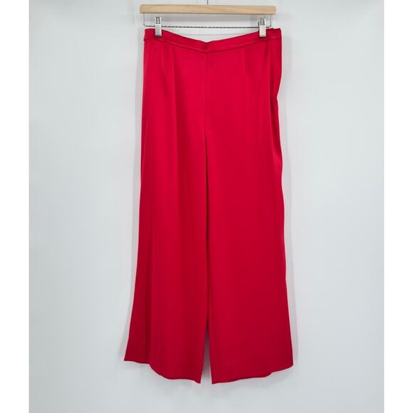 St. John Red Satin Side Zip Dress Pants Sz 6